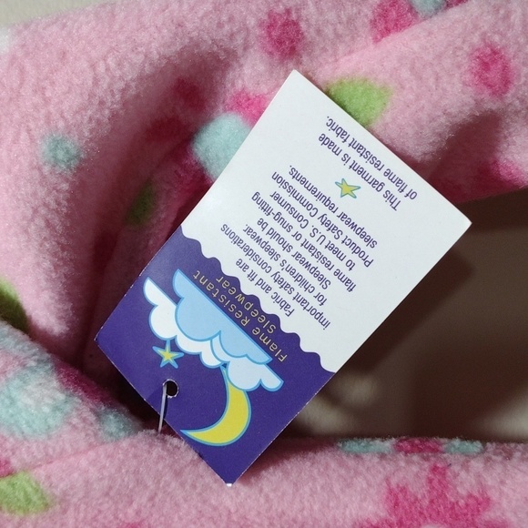 Wonderkids Girls Pink Colorful Footed Pajamas long sleeves, with Zipper, Size 3T - Picture 4 of 6